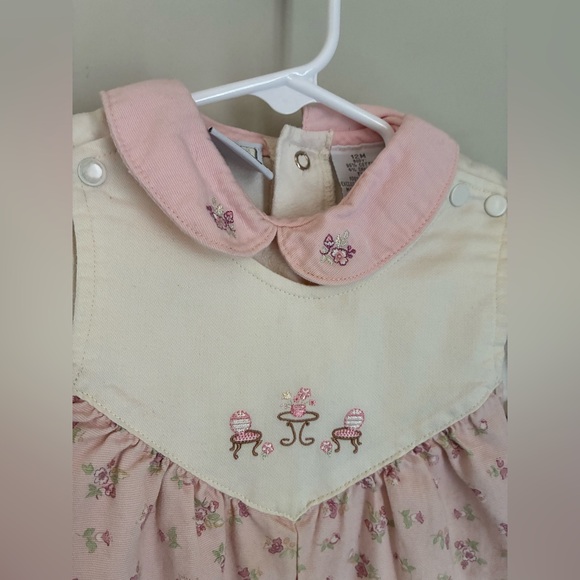 The Lullaby Club Vintage Pink Floral Overall Shirt Two Piece Set Size 12 months - Picture 3 of 9